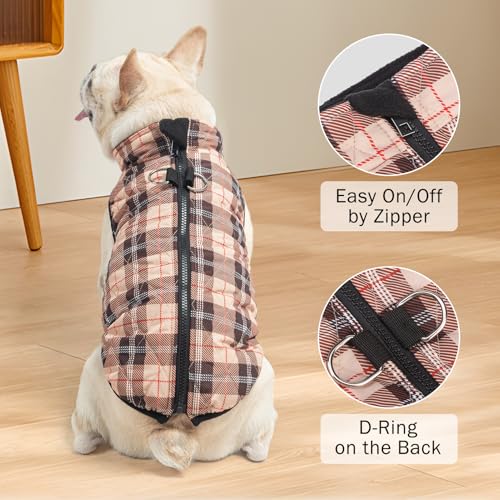 Image of SCENEREAL Dog Winter Coat with Built-in Harness for Small Dogs Boys Girls | Fall Winter Waterproof Puppy Cold Weather Coat, Warm Jacket Fleece Puffer Vest - Windproof Snow Pet Clothes
