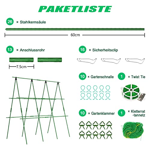 SUNYRISY Gurke Rankhilfe im Set, Pflanzenhalter für Gurke, Rankhilfen für Kletterpflanzen, Pflanzenstütze für Blumen & Nutzpflanzen, 120 cm Lang, Grün 3