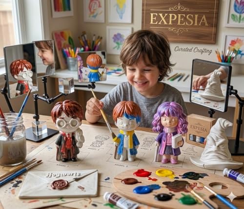 Image of EXPESIA Harry Potter DIY Craft Kit, Resin Art Set with Harry, Ron, Hermione, Sorting Hat and Hogwarts Letter, Painting Clay Decoration