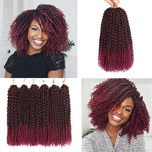 Jenniferita Crochet Hair 6 Bundles 12 Inches Marlybobo Crochet Hair Kinky Curly Twist Hair Extension Braids Synthetic Hair 1B/BUG