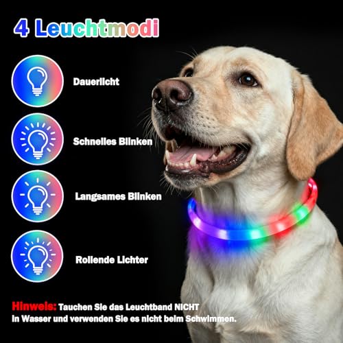 Nepfaivy Leuchthalsband Hund USB Aufladbar, LED Halsband Hund, Mehrfarbig – Ansicht 3