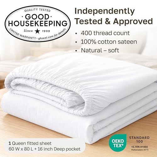 California Design Den 100% Cotton Sateen Deep Pocket Queen Fitted Sheets - image 3