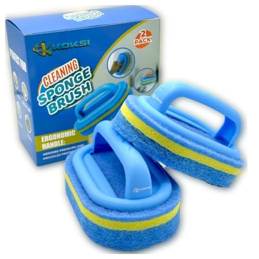 KOKSI 2-Piece Cleaning Brush for Bathroom Kitchen Bathtub Toilet Cleaner All Purpose Shower Sponge Scrubbing Brush with Ergonomic Handle