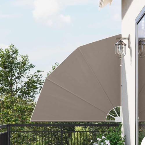 Balkon Sichtschutz Taupe 140x140 cm Polyester Outdoor Markise für Terrasse Garten, UV-beständiger Sonnenschutz, Faltbares Schattentuch, Sonnensegel für Privatsphäre im Freien