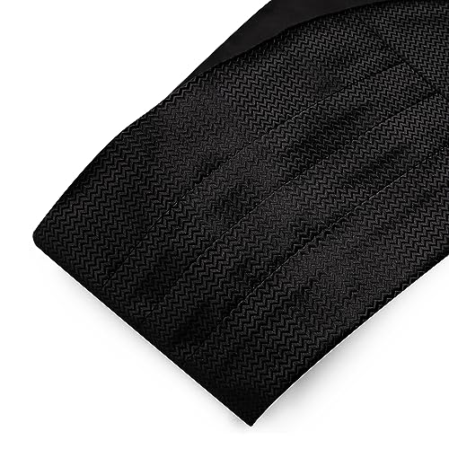 Image of Barry.Wang Men Silk Paisley Cummerbund and Pre-tied Bowtie Handkerchief Cufflink Set for Tuxedo