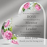 Boss Lady Gifts for Women Acrylic Boss Lady Office Desk Decor Inspirational Quotes Boss Birthday Gifts Boss Appreciation Keepsake and Paperweight for Female Leader (Flower)