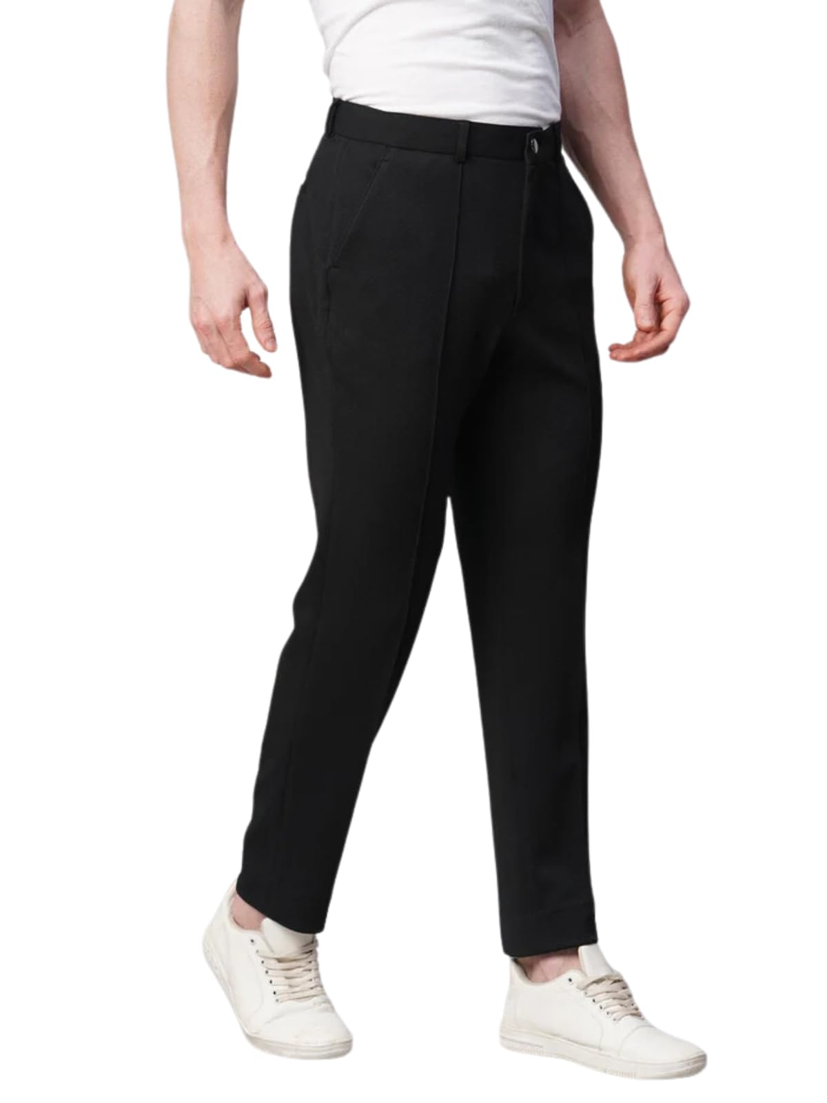 GRECIILOOKSMen Mid Rise Polyester Linen Pants – Comfortable Summer Trousers with Drawstring | Relaxed Fit Daily Office & Casual Wear