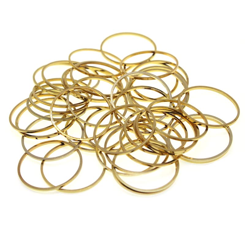 CREATCABIN 1 Doos 200Pcs Ronde Cirkel Kralen Hoop Earring Vinden Hanger Accessoires Frames Connectors Linking Ringen Bulk Voor Sieraden Maken Diy Craft Art Creatie Gift 20Mm, Goud Kleur