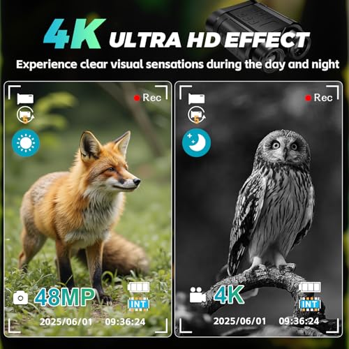 Sovonix Night Vision Goggles, 4K 48MP 2500mAh Rechargeable 8X Digital Zoom 7-Level IR Night Vision Binoculars Vista 300m can Save Photo and Video for Camping and Surveillance with 32GB Card