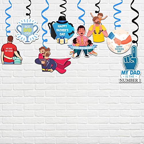 Image of Festiko Adult Father's Day /Super Dad Birthday Party Decorations Items For Surprise (Super Dad Swirls To Hang From Celing)- 8 Pcs, Multicolor