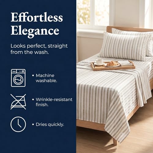Image of Chaps Twin Size Sheet & Pillowcase Sets- 6 Piece, Deep Pocket, Wrinkle Free