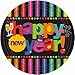 amscan Bright Stripes New Year Party Round Luncheon Plates Tableware, Multi Colored, Paper, 9