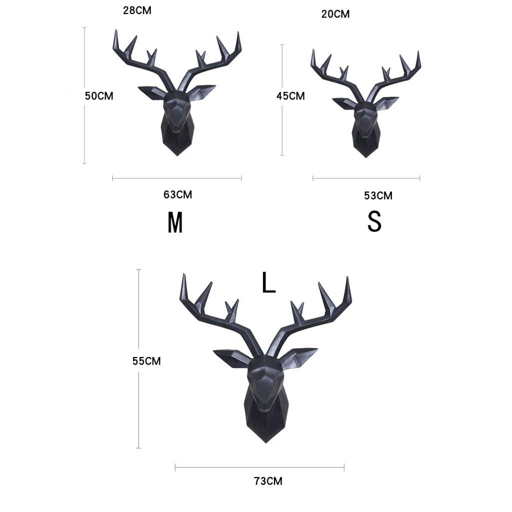 Statua Scultura Decorazione da Parete, Testa di Animale in Resina Testa di Cervo Decorazione da Appendere alla Parete Pendente Nero Grande Medio e Piccolo Soggiorno