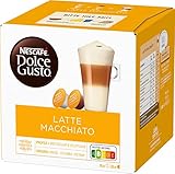 NESCAFÉ Dolce Gusto Latte Macchiato, 16 Kaffeekapseln, aromatischer Espresso, 3-Schichten -Köstlichkeit aus feinem Milchschaum, aromaversiegelte Kapseln, 1er Pack (1 x 16 Kapseln)