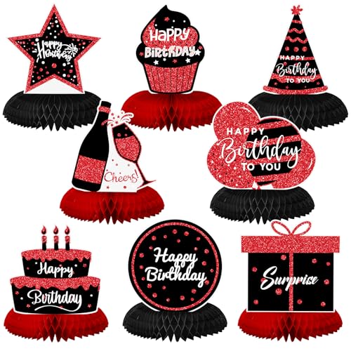 Décoration de table rouge et noire pour un anniversaire adulte chic et festif en famille