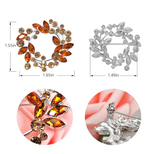 Image of Gyn&Joy Clear Crystal Rhinestone Floral Wreath Pin Brooch BZ005