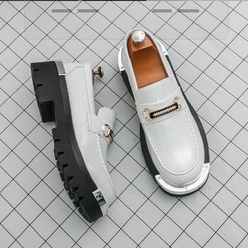 Men's Patent Leather Platform Loafers with Metal Horsebit Detail Fashion Round Head Comfort Non-Slip Lug Sole Slip-On Penny Loafers Business Party Wedding Prom Moccasins Shoes3