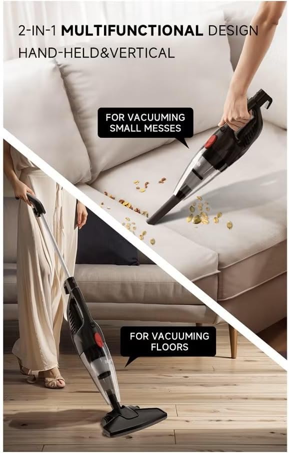 Image demonstrating the 2-in-1 multifunctional design of the Enchen V1 vacuum cleaner, showing both handheld and vertical modes.