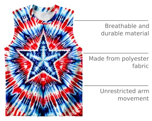 Image of DMPROD Kids Tie Dye Shirt Size 5-14 Years Sleeveless T Shirts Children Tank Tops Hippies Senior Tees for Boys Girls