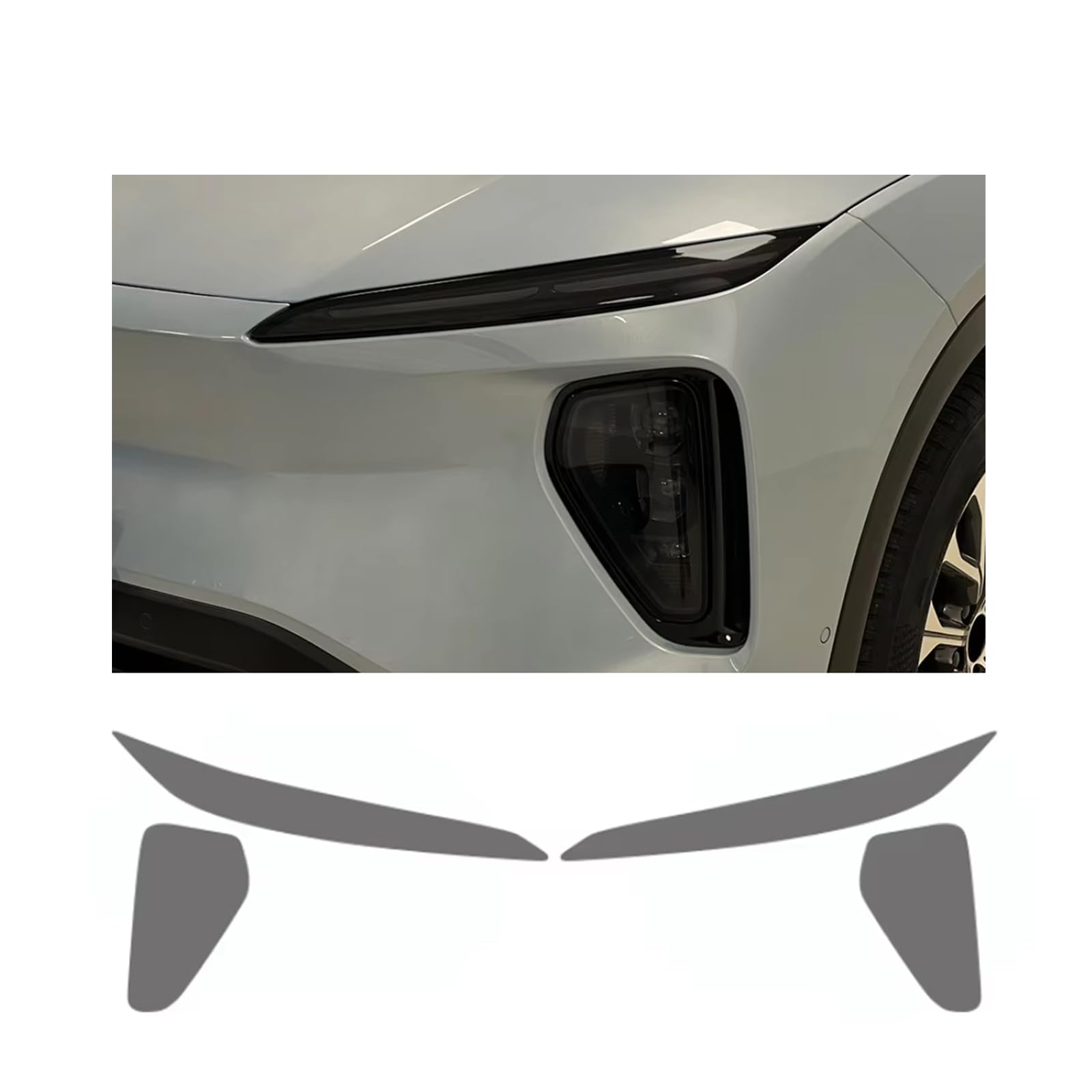 Headlight Film for NIO EL6 2023-2024, 1Set Transparent/Smoke Black Car Headlight TPU Protective Film