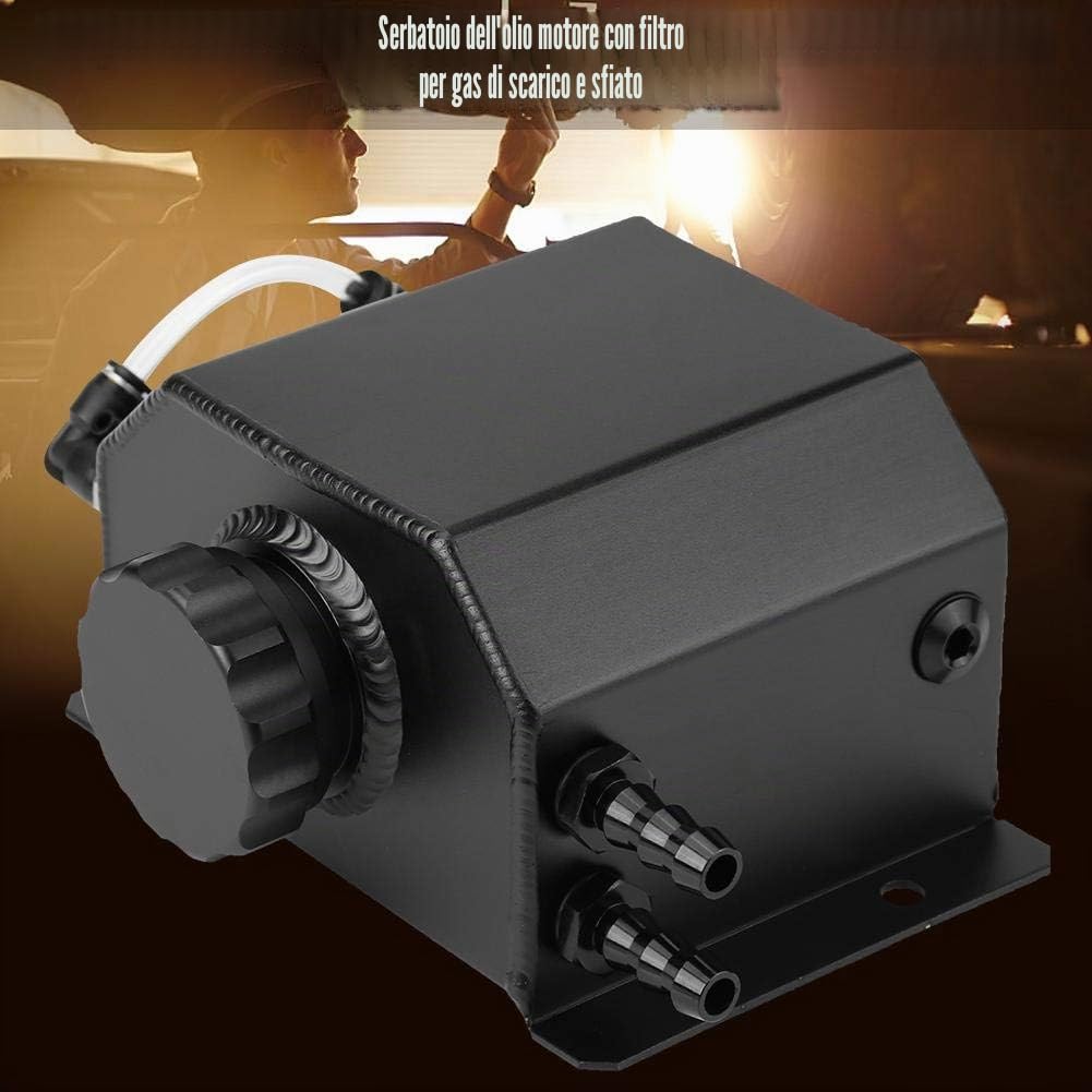 KIMISS Motore in lega di alluminio Serbatoio olio universale Serbatoio traspirante Serbatoio filtro di scarico gas di scarico(nero)