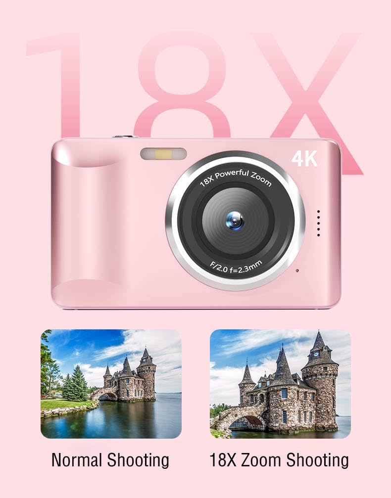 Professional | 4K HD Digital Camera, 18x Digital Zoom with Anti-shake, 64GB Memory Card, 2.8" LCD Screen, Portable Mini Ultra-thin Retro Style | 64GB | 4K 2026 - view 6