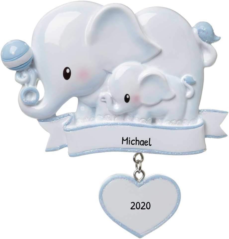 Personalized Baby Boy Elephant Ornament 2026 with Custom Name and Year | Baby Boy First Christmas Ornament | Babys First Christmas Ornament 2026 | New Baby Ornament for Parents and Grandparents