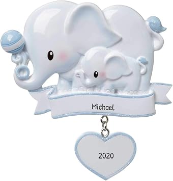 Personalized Babys First Christmas Ornament Boy 2026, Elephant New