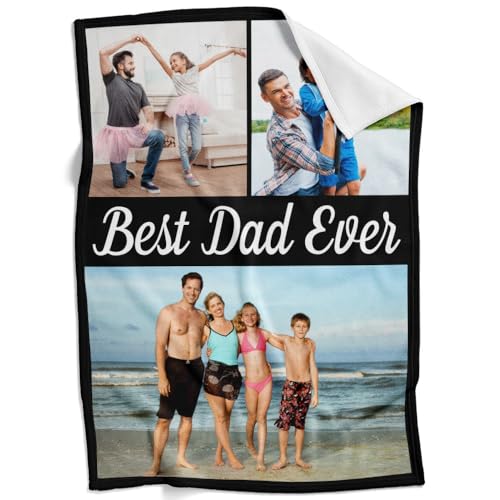 Image of inkArts Custom Blanket with Photo, Personalized Blanket, Customized Photo Blankets, Customizable Picture Blankets, Personalized Fathers Day Blanket Gifts for Dad Baby Kid Family