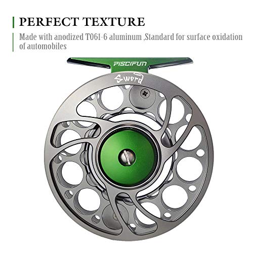 Piscifun Sword Fly Fishing Reel, CNC-Machined Aluminum Alloy Fly Reel, 3/4, 5/6, 7/8, 9/10 Weight, Black, Gunmetal, Space Gray, Pink - Image 3