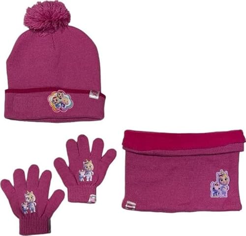 Photo de Ensemble Bonnet Gants cache cou Cry Babies (snood ou tour de cou double a l'interieur) (Set gants bonnet avec tour de cou Cry babies - A)