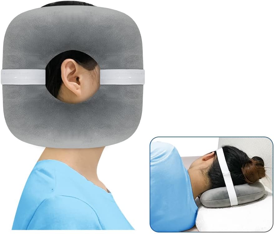 Piercing Ear Pillow with Holes for Ear Pain Side Sleeping Donut Pillows Cnh Pressure Sore Relief Inflammation Ache Cushion Ear Guard Pad with a Strap Ultimate Comfort and Protection
