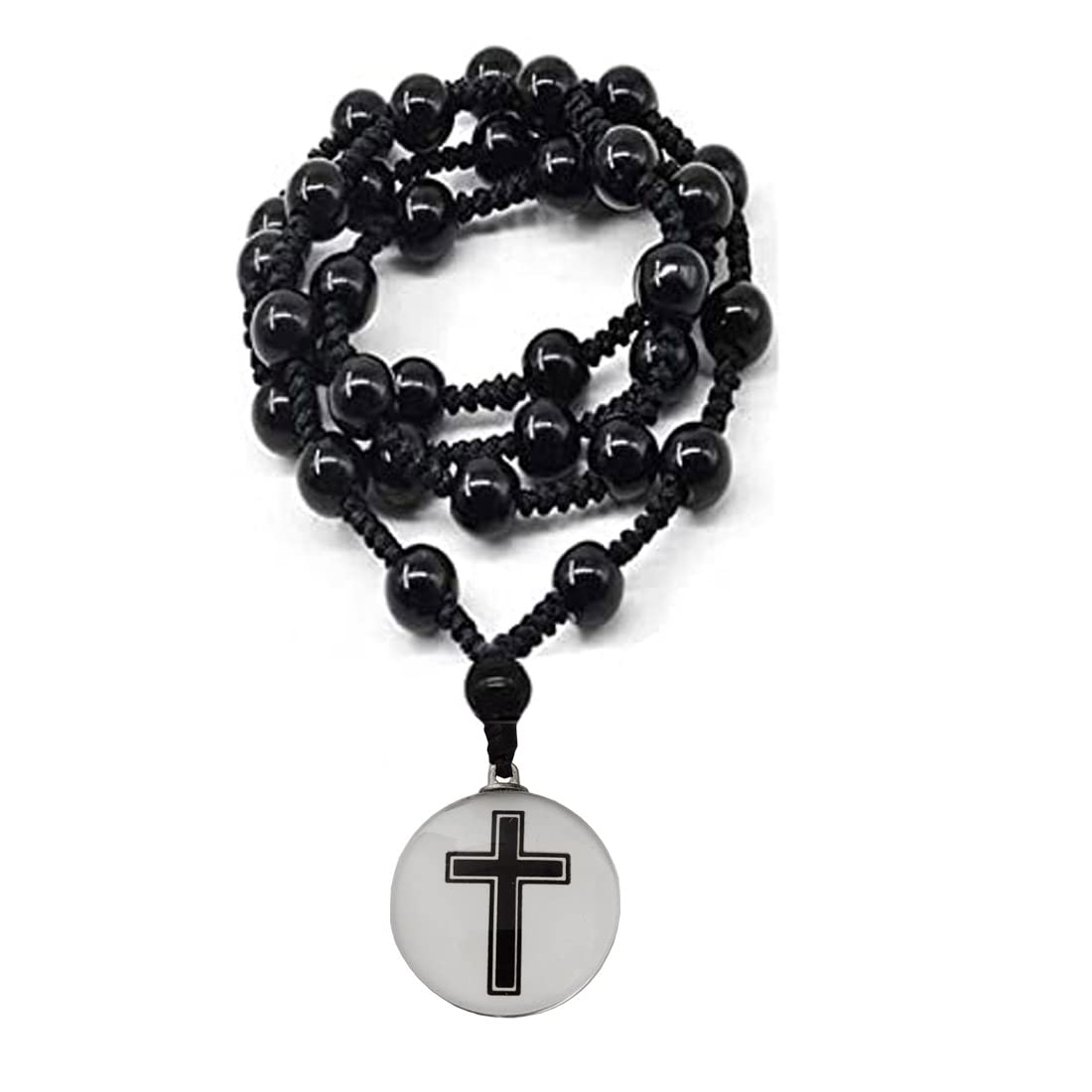 Religious Lord Jesus Cross Black And White Crystal And Cotton Dori Necklace Chain For Men And Women SMa202251-image-29