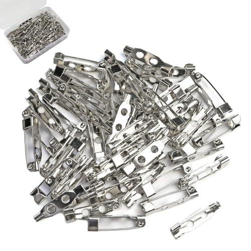 Image of Brooch Pins Pack 100 Pcs of Metal Brooch Pin,Backs Safety Clasp Brooch Pin, Jewelry Pins for DIY Craft Making (25mm)