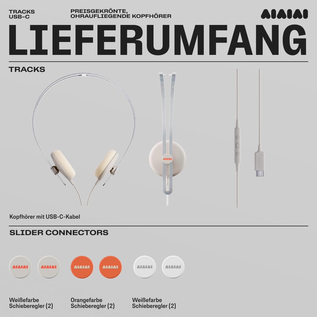 AIAIAI Tracks USB-C Supra-Aurale Kopfhörer – Preisgekröntes Design, Full-Range-Sound, 3-Tasten-Fernbedienung mit Mikrofon und Aluminium-Kopfbügel