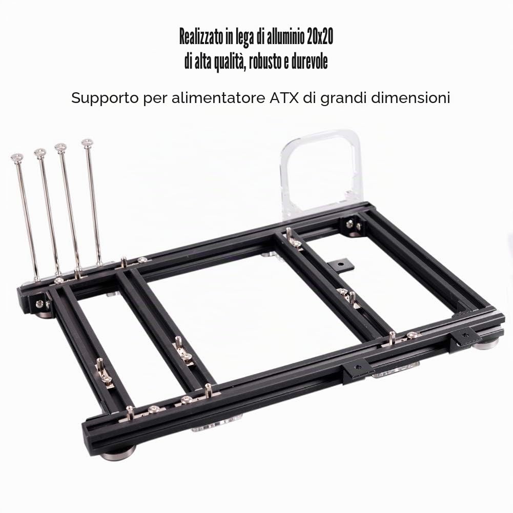 Banco di Prova PC ITX Case ATX, Telaio Ad Aria M-ATX in Lega di Alluminio Fai-da-Te 20x20, Piattaforma di Test di Overclocking, per Computer PC con Scheda Madre MATX
