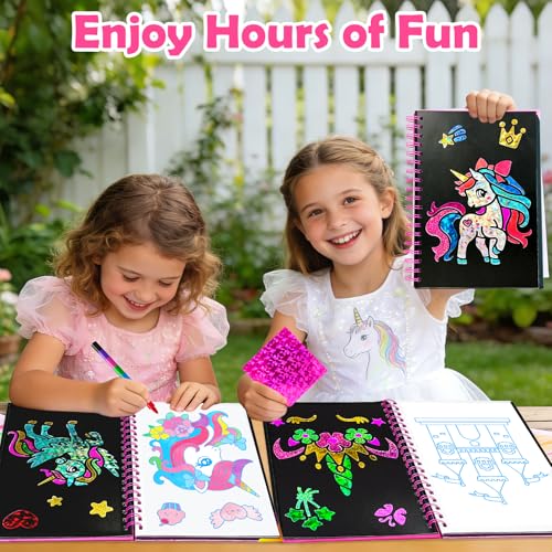 FUNNYB&G Foil Art Kinder Kunst & Bastelaktivität: Kreatives Reisespielzeug für DIY-Aktivität, Bastelset kinder | Geschenk Mädchen 4 5 6 7 8 9 Jahre (Einhorn)