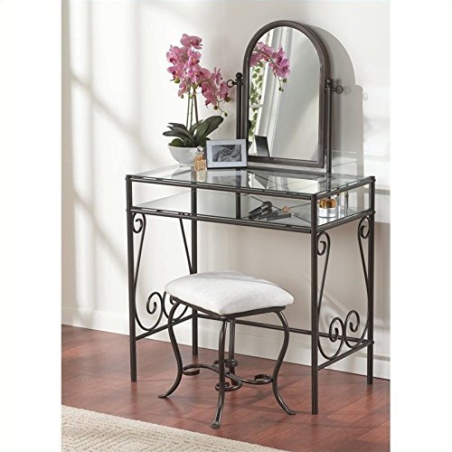 Riverbay Furniture Metal Vanity Set in Linen