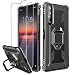 Produktbild Milomdoi [3 Einheits] 1 Hülle +2 Stücks Panzerglas Schutzfolie für Sony Xperia 1 II, [Military Grade Stoßfest] 360°Grad Drehung Fingerring Ständer Sanft TPU Silikon Schutzhülle-Schwarz