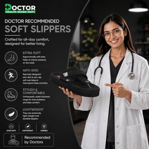 DOCTOR HEALTH SUPER SOFT Men's Black Flip Flops - Image 8