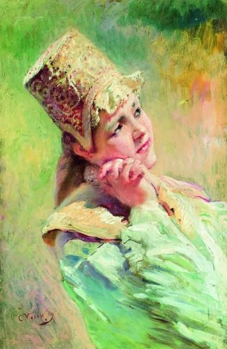 Toile la fille du boyard Makovsky portrait décoration murale affiche 60x90cm