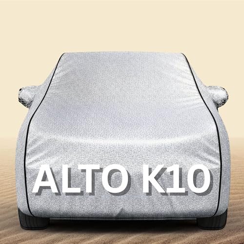 Image of 100% Waterproof Alto K10 Car Cover Heavy Duty - Premium Polyester Car Body Cover, All Weather Outdoor Protection, UV Resistant, Dustproof, Windproof, Heat Resistant, Scratch Resistant (Silver)
