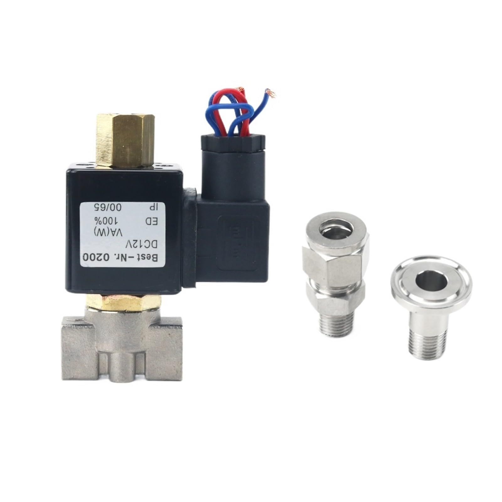Électrovanne 1/4 inox anti acide et huile pour raccord de tuyau
