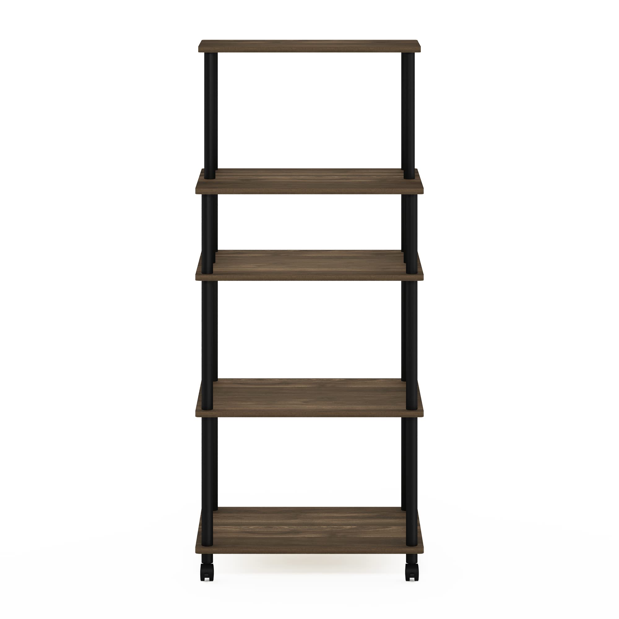 Furinno Turn-N-Tube Carrello portaoggetti da cucina a 5 livelli senza attrezzi, Noce Columbia/Nero
