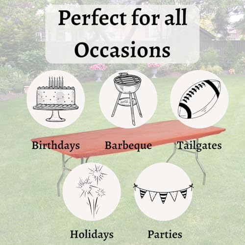 Image of Kwik-Covers 6' Rectangle Plastic Table Covers 30 inch x 72 inch, Bundle of 5 (Red)