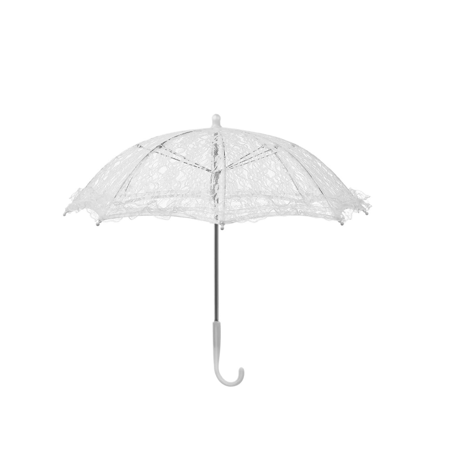 Wedding Lace Parasol 1Pcs Vintage Lace Umbrella Iron Frame Romantic Parasol Wedding Photo Prop Bridal Stage Performance Accessory for Bride, Party Decor, Dance Props(White)