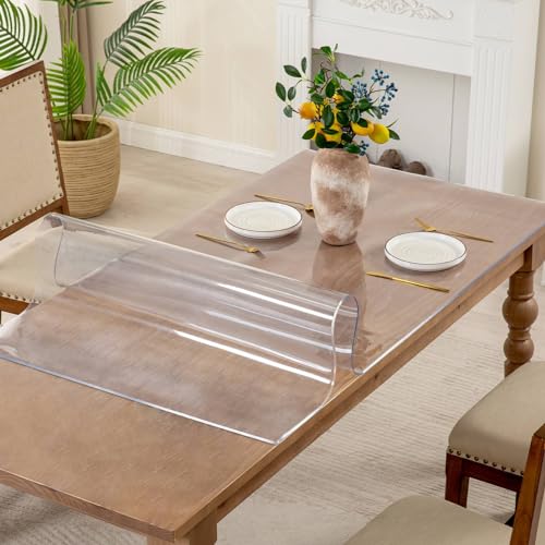 Image of 14 x 24 Inch Clear Table Cover Protector, 2mm Thick Clear Desk Mat, Plastic Table Cover, Vinyl Table Protector, Desk Mats on Top of Desks