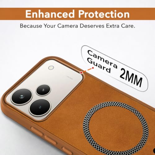 Image of Jkobi Leather Finish Back Cover Case for Realme P4 Pro (MagSafe Compatible Wireless Charging | Soft Touch | Camera Bump Protection)