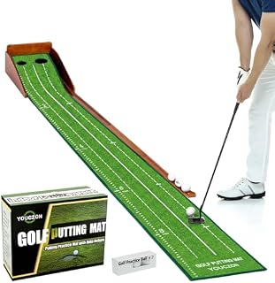 Putting Green,Putting Matt for Indoors, Putting Game Professional Indoor Outdoor Golf Putting mat, Featuring Auto Ball Return & Durable Crystal Velvet Mat Gifts for Home