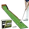 YOUCZON Putting Green Indoor, No Hump Golf Mat with Auto Ball Return – Easy to Fold Solid Wood Base, Luxurious Velvet Surface – Ideal for Home or Office and Golfers